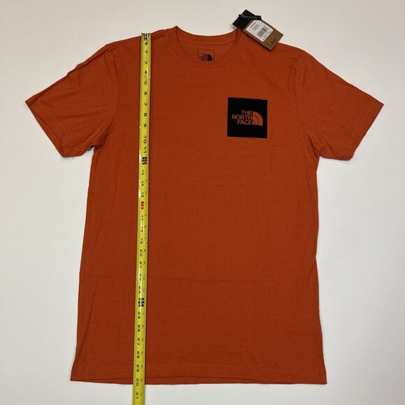 The North Face Men’s Medium T-Shirt Orange NWT Short Sleeve 100% Cotton Box Logo - Picture 10 of 13